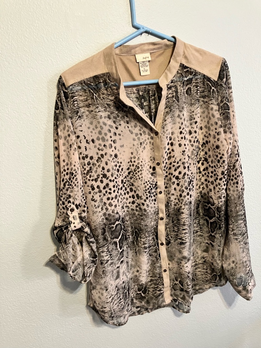 Daytrip Sheer Animal Print Long Sleeve Blouse Size Large